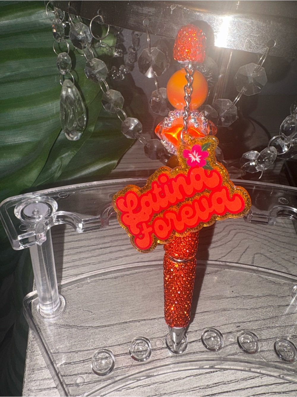 Latina Foreva Karol g Sparkle Orange Pen Charm